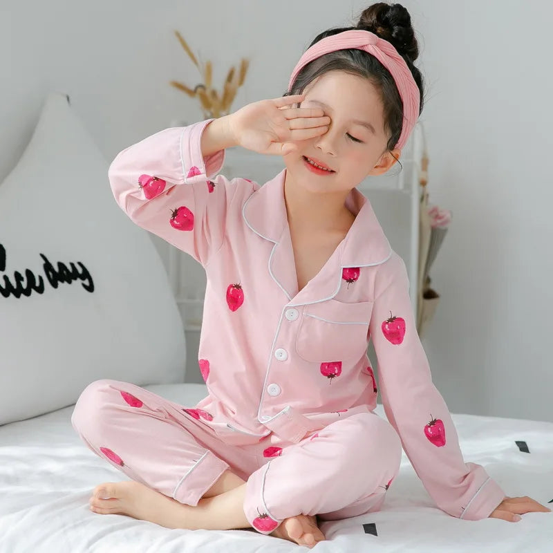 Spring Autumn Baby Girls Pajamas Set – Cotton Nightwear for Boys & Girls