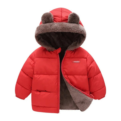 Baby Hooded Cotton Coat - Thick Fleece & Cashmere Padded Jackets for Boys & Girls