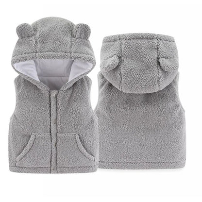 Baby Lambswool Vest - Hooded Plush Sleeveless Jacket for Winter & Autumn (7M-4Y)