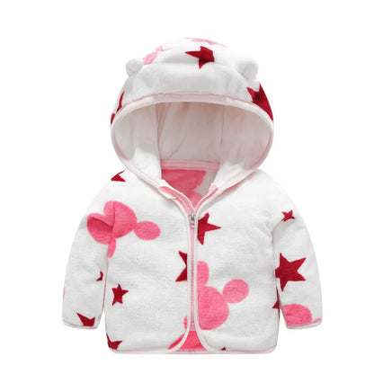 Baby Girls & Boys Coral Fleece Hooded Jacket - Warm Snowsuit for Toddlers