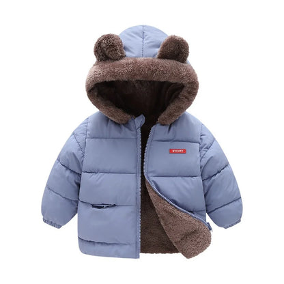 Baby Hooded Cotton Coat - Thick Fleece & Cashmere Padded Jackets for Boys & Girls