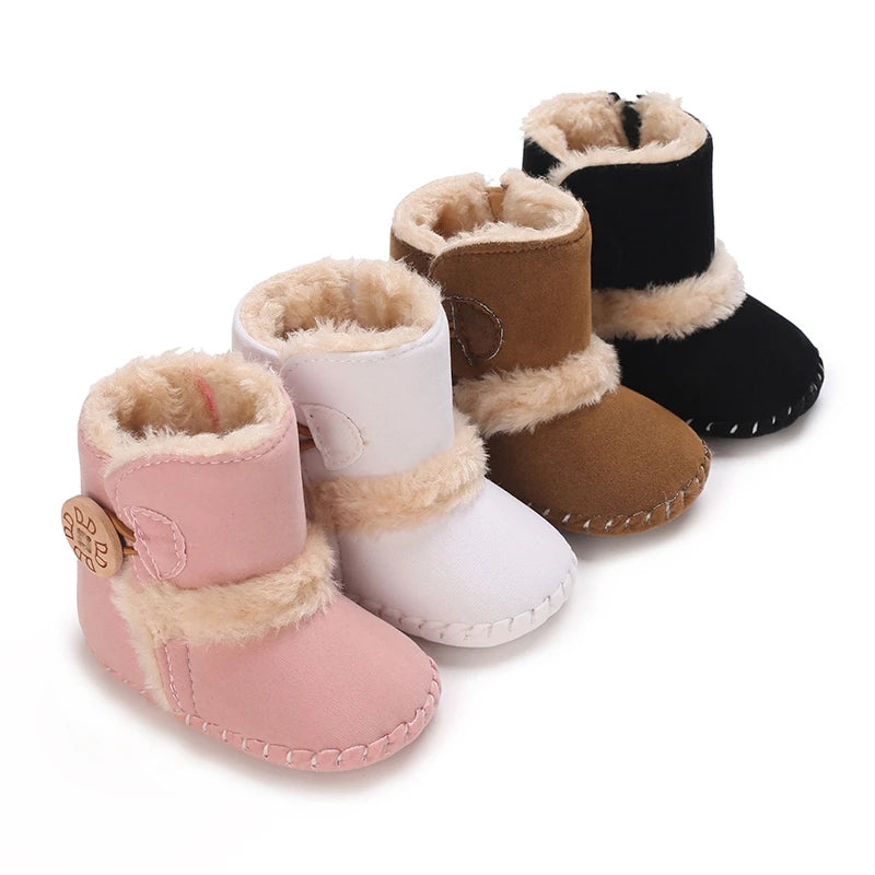 Infant Fleece Winter Boots - Soft Anti-Skid Shoes for 0-18M Babies