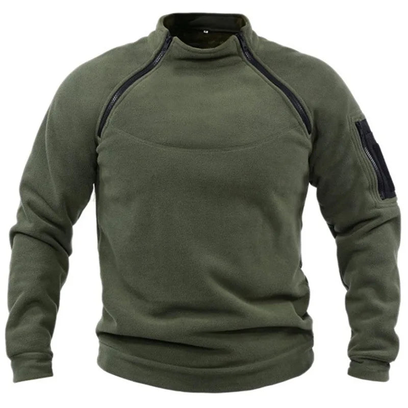 Men's Warm Fleece Sweatshirt – Stand-up Collar Pullover for Spring & Autumn