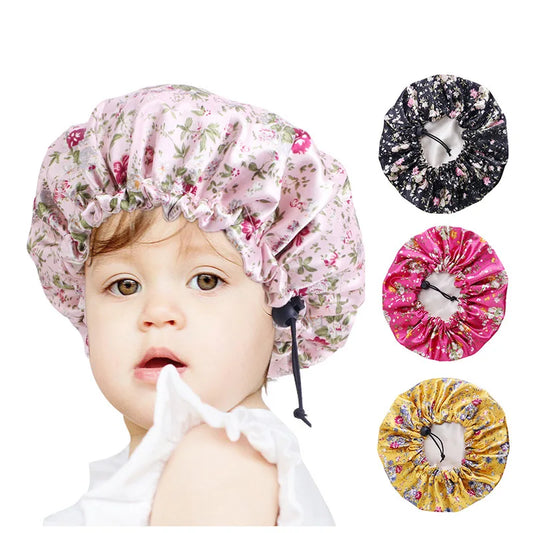 Double-Layer Satin Silk Sleep Bonnet - Hair Protection Cap for Kids (Boys & Girls)